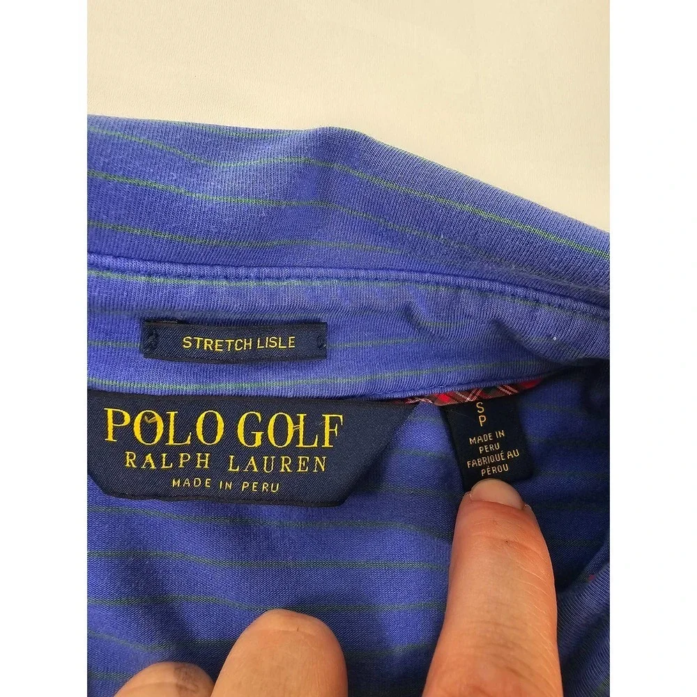 Polo Golf stretch lisle size small S blue made in Peru short sleeve